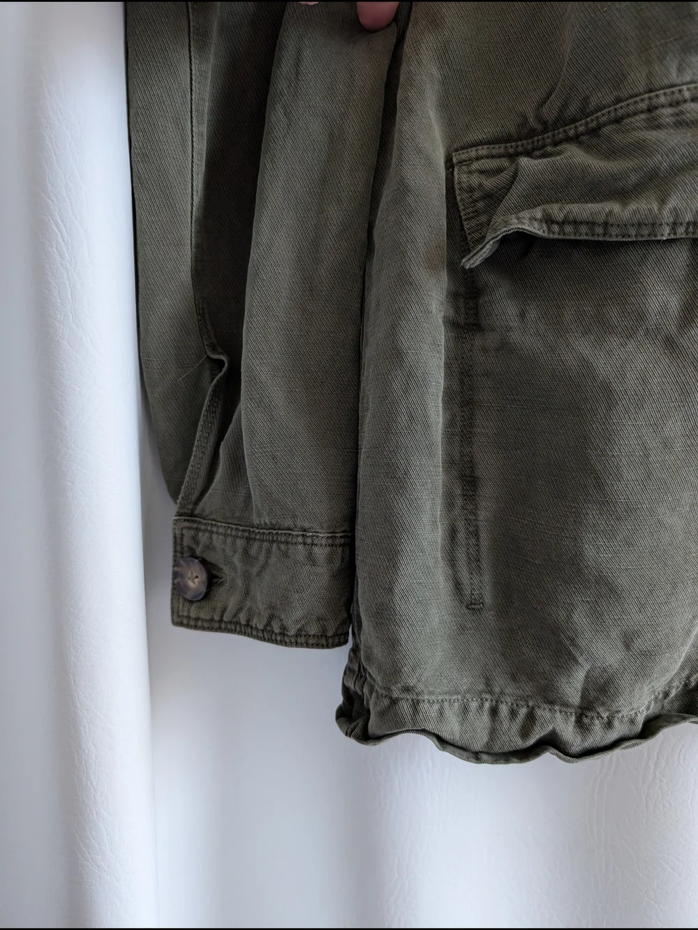 Marine Layer Olive Green Linen Lyocell Utility Field Jacket Chore Coat - L